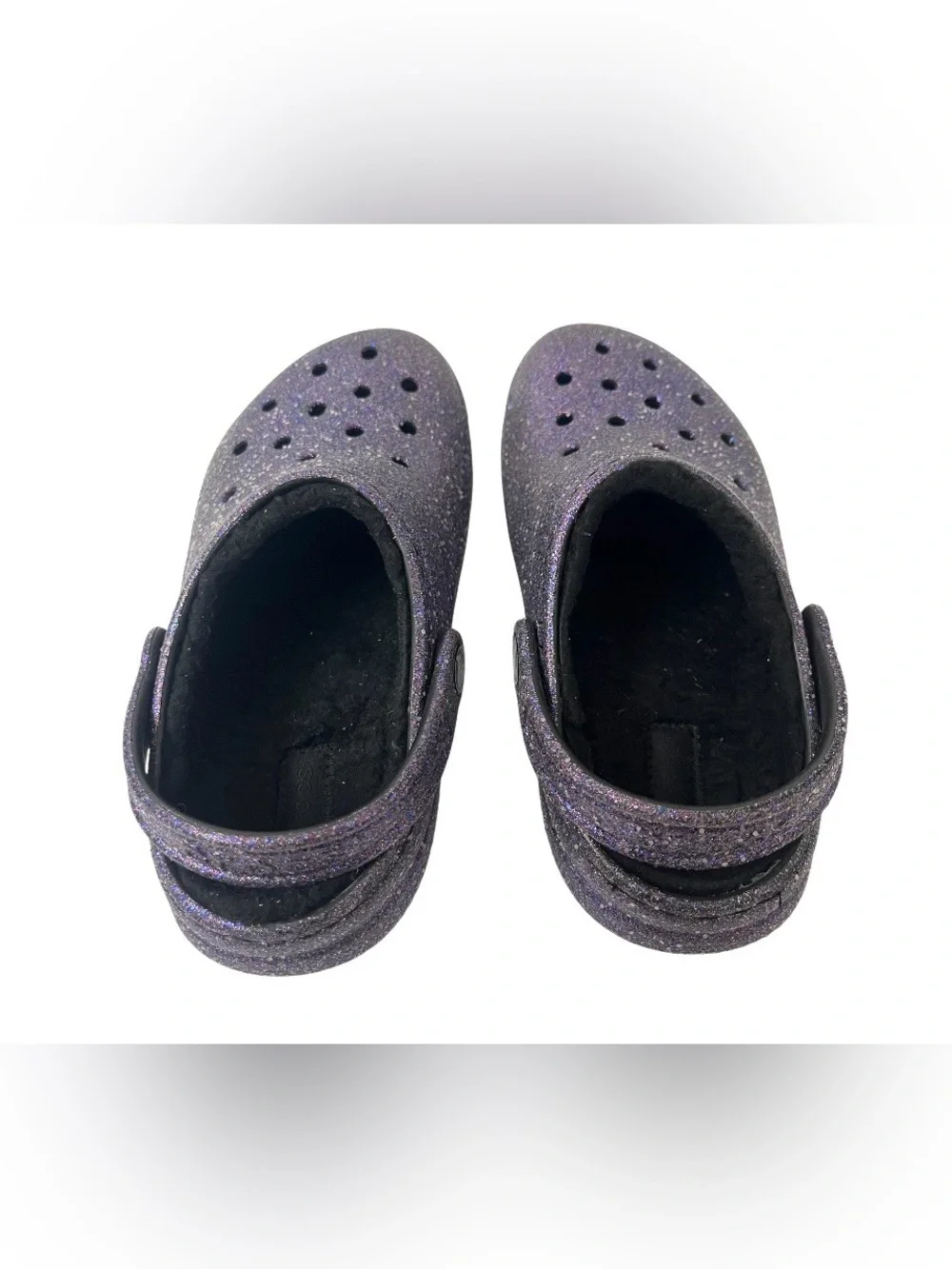CROCS - Kids Girls Size 1 (J1) Sparkling Purple with Fuzzy Lining